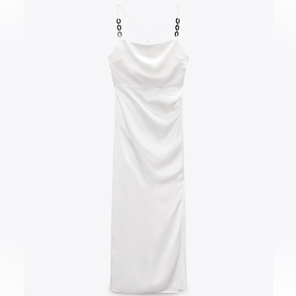 ZARA  CHAIN STRAP SATIN EFFECT DRESS - Picture 2 of 4